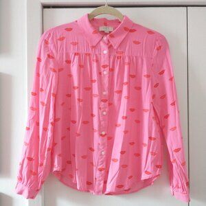 LOFT NWOT Women's Long Sleeve Kisses Print Shirt Blouse